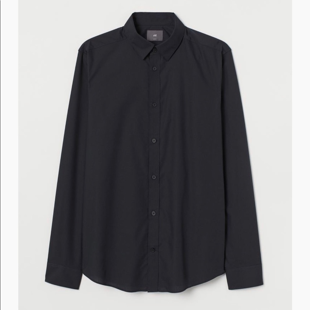 H&M Men’s Slim Fit Shirt, Size L, Black, Brand New